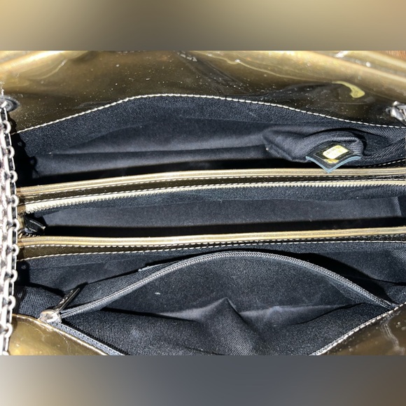 HP GUC Chanel Metallic Patent Leather Bowler w/ Hologram & card. Color transfer. - Picture 13 of 16